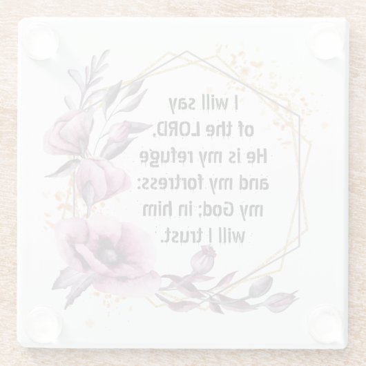 Schöner Psalm 91 Untersetzer aus Blumenglas (Rückseite)