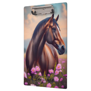 Schöner Quarter Horse mit Blumen Name Klemmbrett