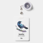 Schöner Rabe auf einem Baumzweig Ausweis (Vorderseite mit Ausziehbar)