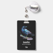 Schöner Rabe auf einem Baumzweig Ausweis (Rückseite mit Ausziehbar)