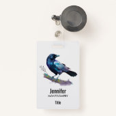 Schöner Rabe auf einem Baumzweig Ausweis (Vorderseite mit Rechteck)