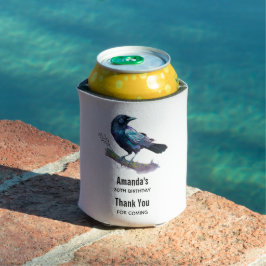 Schöner Rabe auf einem Baumzweig Dosenkühler