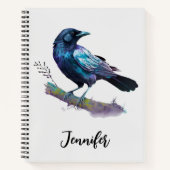 Schöner Rabe auf einem Baumzweig Notizblock (Vorderseite)