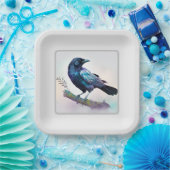 Schöner Rabe auf einem Baumzweig Pappteller (Party)