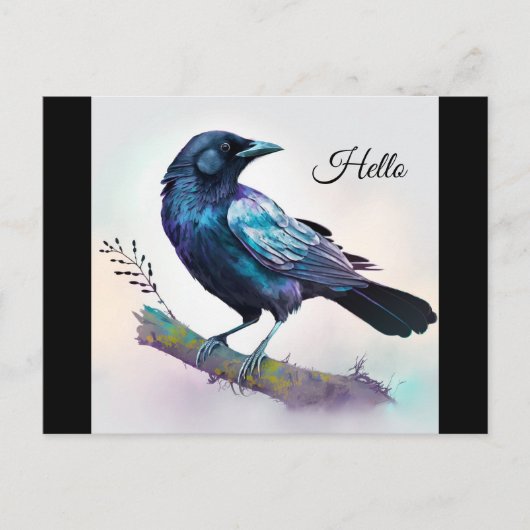 Schöner Rabe auf einem Baumzweig Postkarte (Vorderseite)