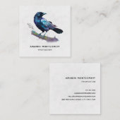 Schöner Rabe auf einem Baumzweig Quadratische Visitenkarte (Vorne/Hinten)