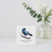 Schöner Rabe auf einem Baumzweig Quadratische Visitenkarte (Stehend Vorderseite)