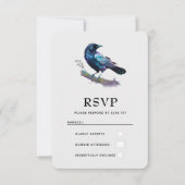 Schöner Rabe auf einem Baumzweig RSVP Karte (Vorderseite)