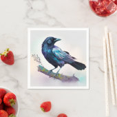 Schöner Rabe auf einem Baumzweig Serviette (Beispiel)