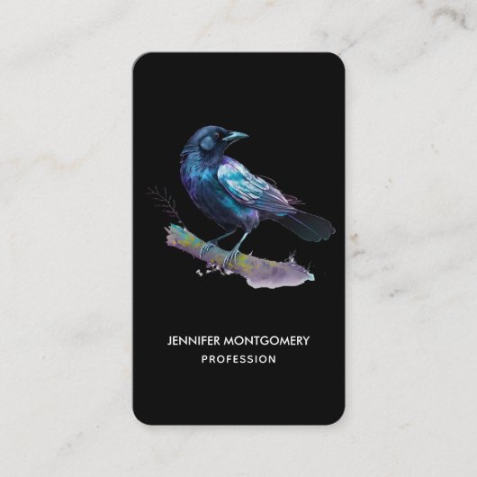 Schöner Rabe auf einem Baumzweig Visitenkarte (Vorderseite)