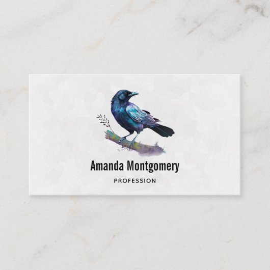 Schöner Rabe auf einem Baumzweig Visitenkarte (Vorderseite)