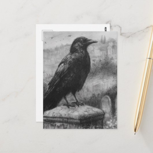 Schöner Rabe Postkarte (Vorderseite/Rückseite Beispiel)