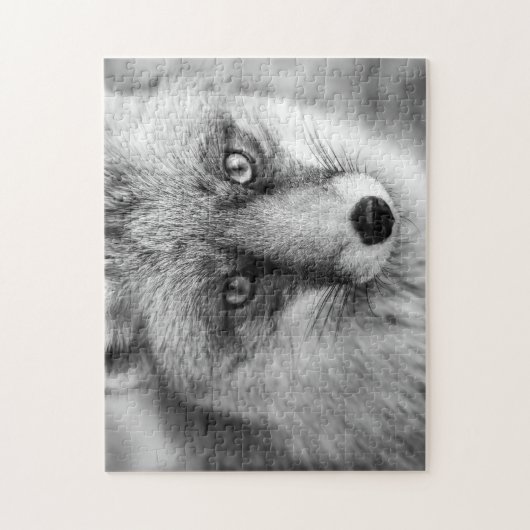 Schöner Red Fox in Schwarz & Weiß, Jigsaw Puzzle (Vertikal)