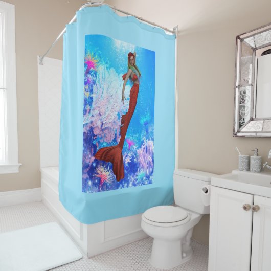 Schöner Red Mermaid Duschvorhang (Beispiel)