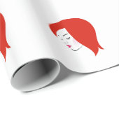 Schöner Redhead, der einen roten Lippenstift trägt Geschenkpapier (Rolleneckpunkt)