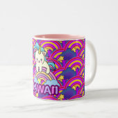 Schöner Regenbogen Hübsch Kawaii Einicorn Katze Zweifarbige Tasse (VorderseiteRechts)