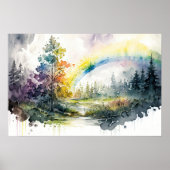 Schöner Regenbogen nach dem Regen im Wald Poster (Vorne)