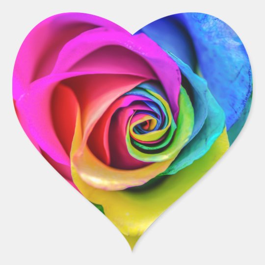 Schoner Regenbogen Rosen Blumen Herz Aufkleber Herz Aufkleber Zazzle De