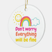 Schöner Regenbogen, Sonne und Wolkenmoor Keramik Ornament (Links)