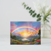 Schöner Regenbogen und See Postkarte (Stehend Vorderseite)