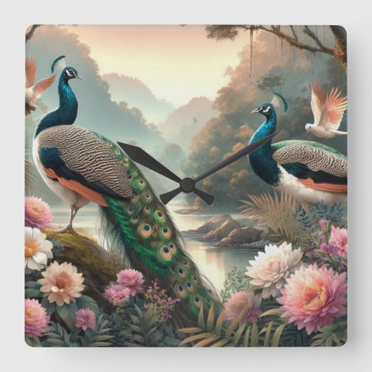 Schöner Regenwald mit Friedensmauern Uhr (Vorderseite)