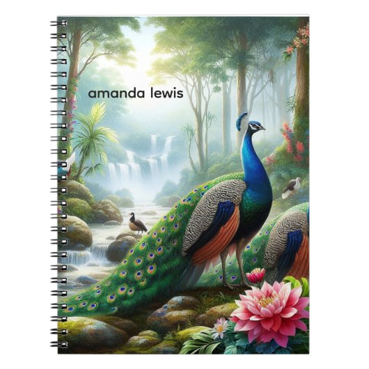 Schöner Regenwald mit Peacock Personalisiert Notizblock (Vorderseite)