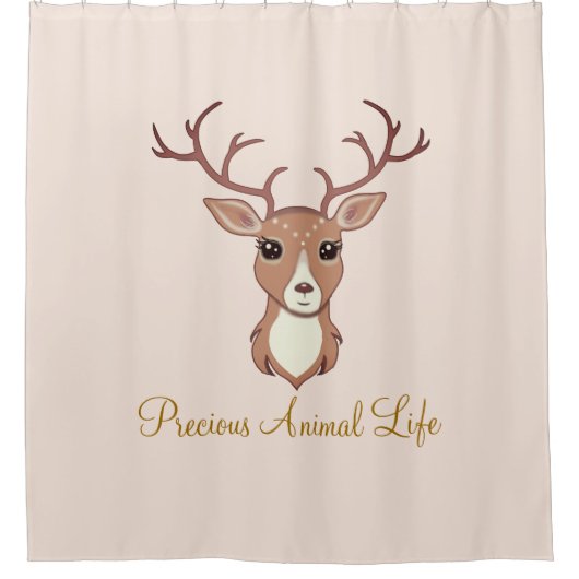 Schöner Reindeer auf Beige Duschvorhang (Vorderseite)