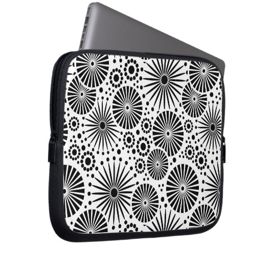 Schöner Retro-Schwarz-Weiß-Laptop-Sieb Laptopschutzhülle (Vorne Rechts)