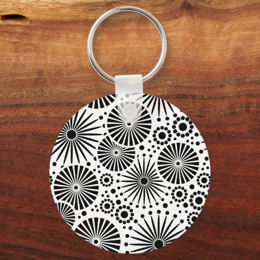 Schöner Retro-Schwarz-Weiß-Schlüsselanhänger Schlüsselanhänger (Vorderseite)