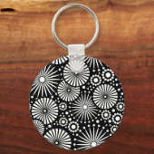 Schöner Retro-Schwarz-Weiß-Schlüsselanhänger Schlüsselanhänger (Vorderseite)