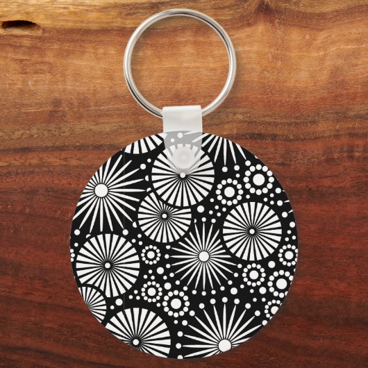 Schöner Retro-Schwarz-Weiß-Schlüsselanhänger Schlüsselanhänger (Vorderseite)