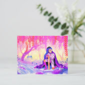 Schöner Ritter in einem blühenden Wald Postkarte (Stehend Vorderseite)