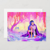 Schöner Ritter in einem blühenden Wald Postkarte (Vorne/Hinten)