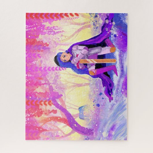 Schöner Ritter in einem blühenden Wald Puzzle (Vertikal)