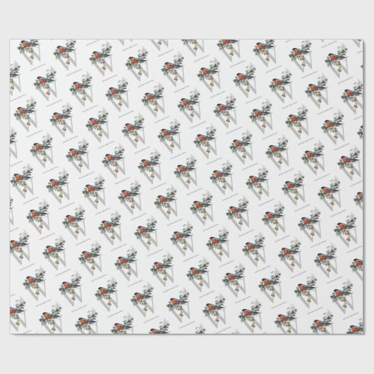 Schöner Robin, W Monogramm, Wintergruß Geschenkpapier (Flach)