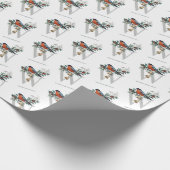 Schöner Robin, W Monogramm, Wintergruß Geschenkpapier (Ecke)