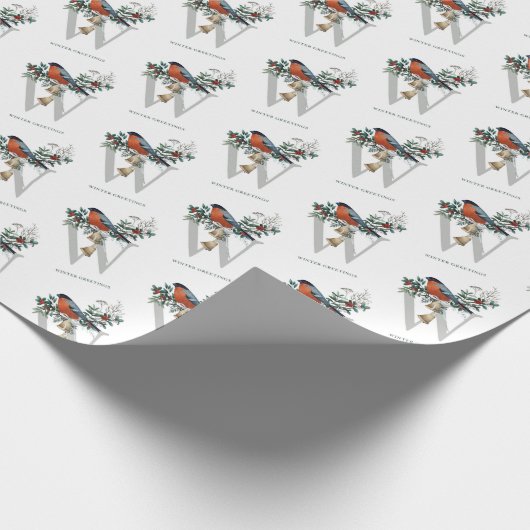 Schöner Robin, W Monogramm, Wintergruß Geschenkpapier (Ecke)