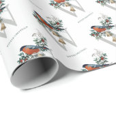 Schöner Robin, W Monogramm, Wintergruß Geschenkpapier (Rolleneckpunkt)