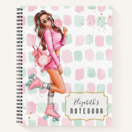 Schöner Roller Skater Pink School Notebook Notizblock