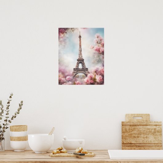 Schöner romantischer Eiffelturm Paris Poster (Küche)