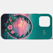 Schöner, rosa-Aquamariner Tropenwald der Blume Case-Mate iPhone Hülle (Rückseite (Horizontal))