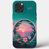 Schöner, rosa-Aquamariner Tropenwald der Blume Case-Mate iPhone Hülle (Rückseite)