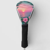 Schöner, rosa-Aquamariner Tropenwald der Blume Golf Headcover (Vorderseite)
