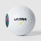 Schöner, rosa-Aquamariner Tropenwald der Blume Golfball (Logo)