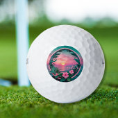 Schöner, rosa-Aquamariner Tropenwald der Blume Golfball