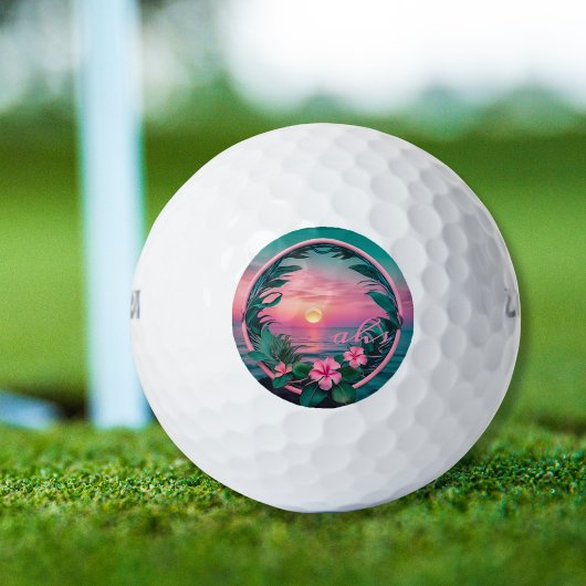 Schöner, rosa-Aquamariner Tropenwald der Blume Golfball