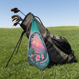 Schöner, rosa-Aquamariner Tropenwald der Blume Golfhandtuch