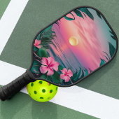 Schöner, rosa-Aquamariner Tropenwald der Blume Pickleball Schläger
