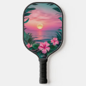 Schöner, rosa-Aquamariner Tropenwald der Blume Pickleball Schläger (Vorderseite)