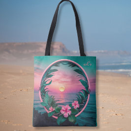 Schöner, rosa-Aquamariner Tropenwald der Blume Tasche